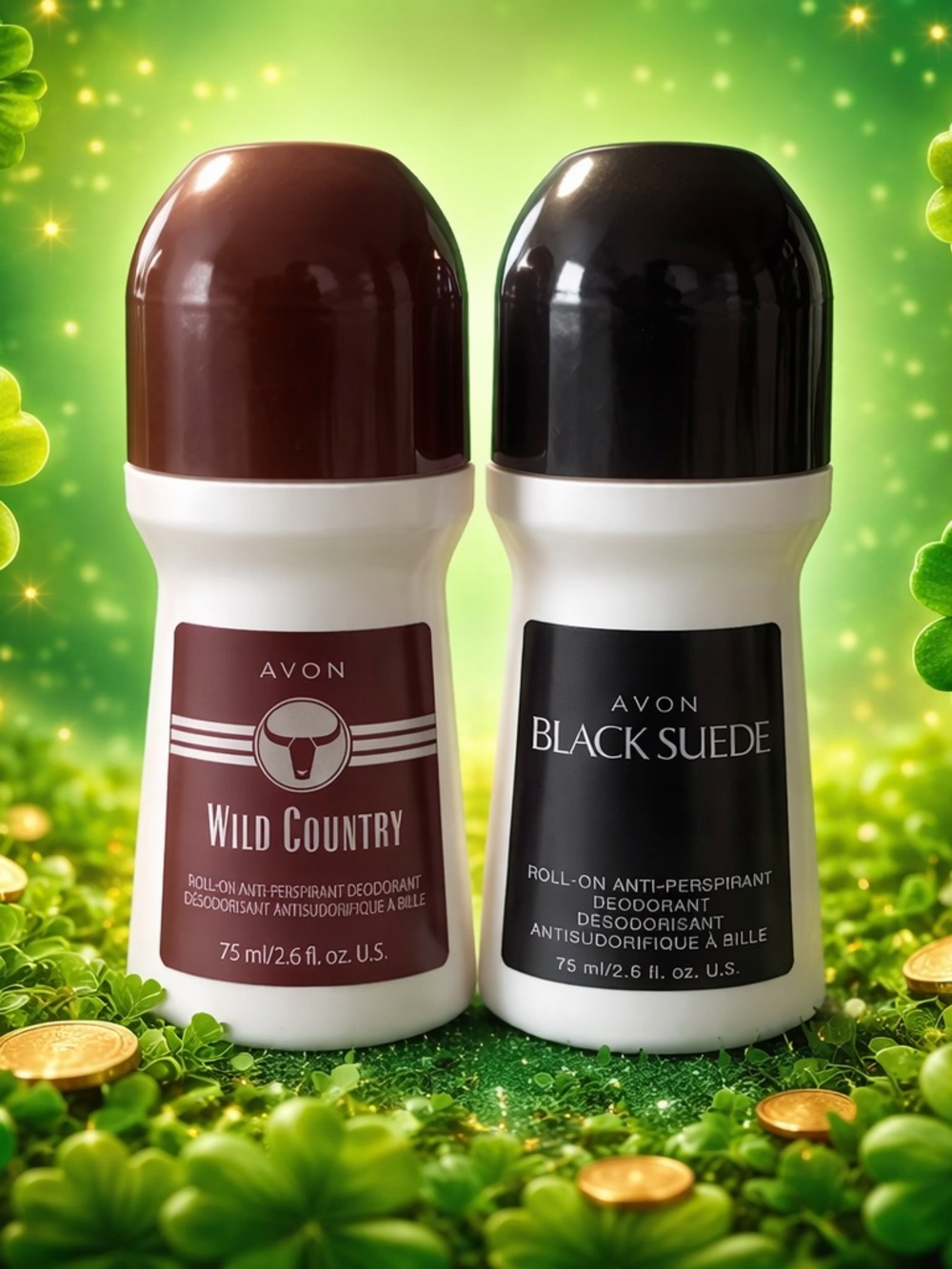 Avon Wild Country & Black Suede Roll-On Deodorants - Brown & Black